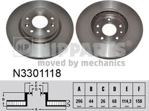 Тормозной диск Nipparts передний для Nissan X-Trail T32 2013-2025. Артикул N3301118
