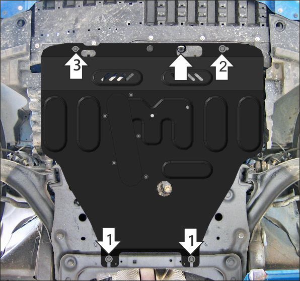 Защита Мотодор для картера и КПП Nissan Micra K12 (1.0, 1.2, 1.4) 2003-2010. Артикул 71402