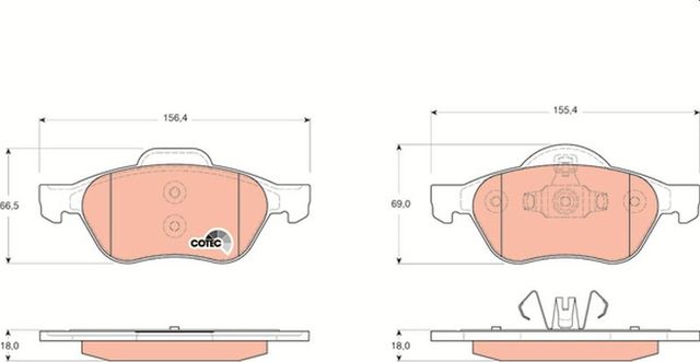 Тормозные колодки TRW COTEC передние для Renault Megane II 2002-2010. Артикул GDB1687