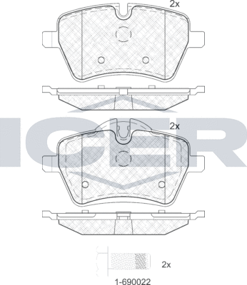 Тормозные колодки Icer передние для MINI Coupe R58 2010-2015. Артикул 181756