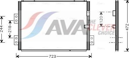 Радиатор кондиционера (конденсатор) AVA (алюминий) для Toyota HiAce H100 1989-2012. Артикул TO5277