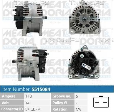 Генератор Meat & Doria для Nissan Almera N16 2003-2006. Артикул 5515084