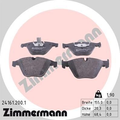 Тормозные колодки Zimmermann передние для BMW Z4 II (E89) 2009-2016. Артикул 24161.200.1