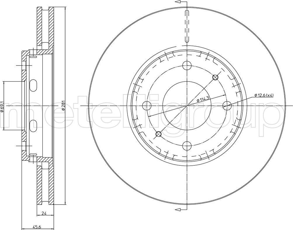 Тормозной диск Metelli. Артикул 23-0467C