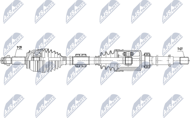 Полуось (привод в сборе, приводной вал) NTY. Артикул NPW-NS-080