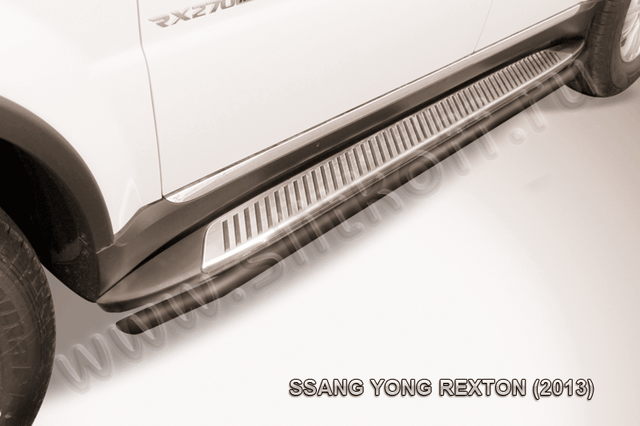 Пороги Slitkoff d42 для SsangYong Rexton III 2012-2026 Черные. Артикул SSRN007B