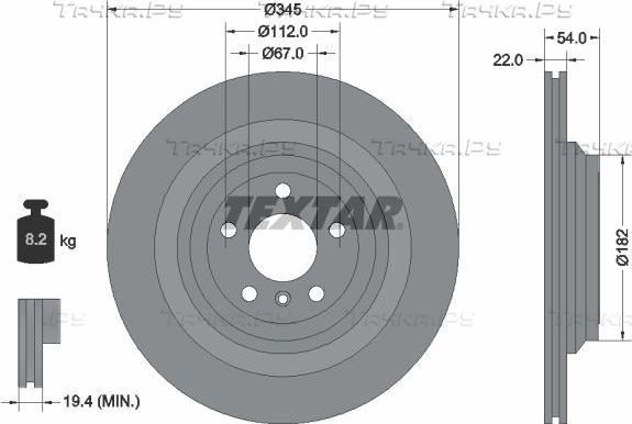 Тормозной диск Textar Pro задний для Mercedes-Benz M-Класс III (W166) 2011-2015. Артикул 92284003