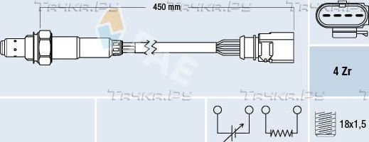 Лямбда-зонд (кислородный датчик) FAE для Volkswagen Jetta V 2007-2010. Артикул 77198