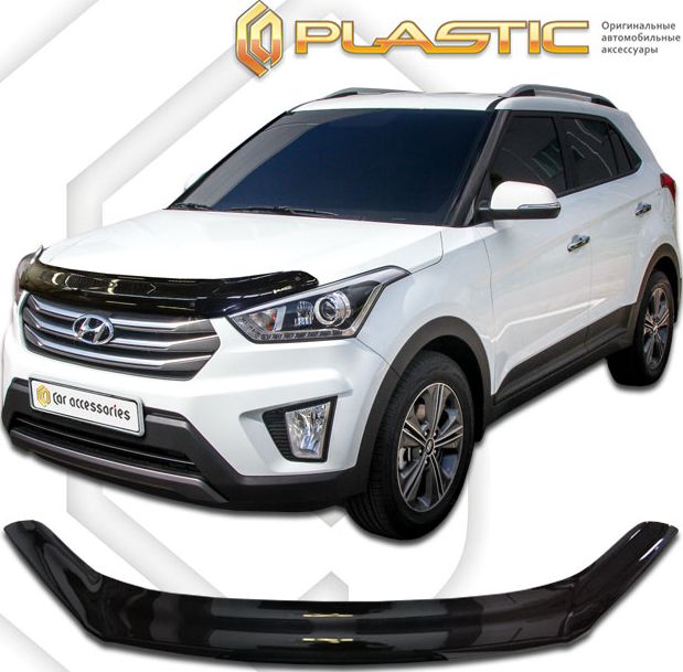 Дефлектор СА Пластик для капота (Classic черный) Hyundai Creta 2016-2020. Артикул 2010010112202
