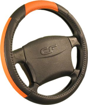Оплётка на руль CarFashion Buffalo (размер M, экокожа, цвет ЧЕРНЫЙ/ОРАНЖЕВЫЙ). Артикул 31177