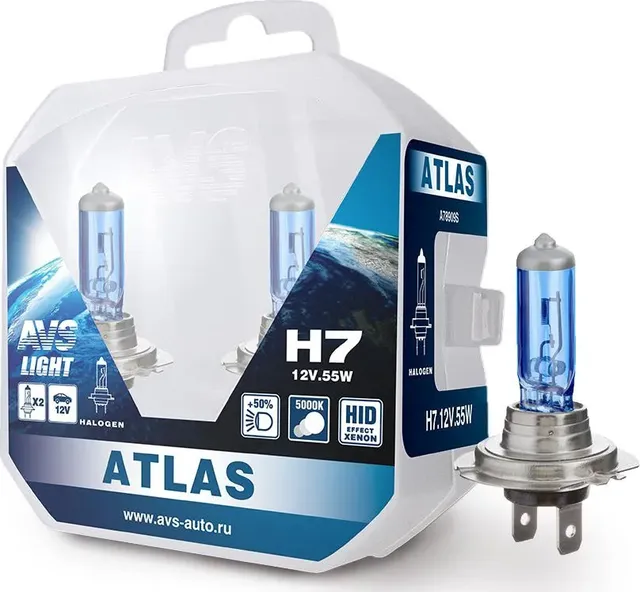 Лампа 12V H7 PX26d 55W бокс (2шт.) Atlas AVS. Артикул A78909S