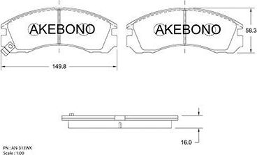 Тормозные колодки Akebono Standard. Артикул AN-313WK