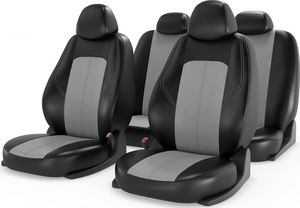 Чехлы универсальные CarFashion Ranger Leather на сидения авто, цвет Черный/Серый/Серый. Артикул 11205