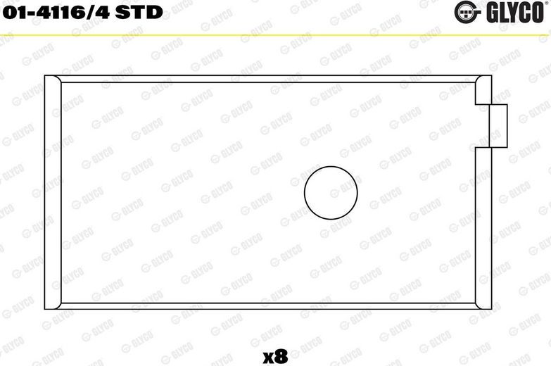 Вкладыши шатунные Glyco для Lancia Y10 1985-1995. Артикул 01-4116/4 STD