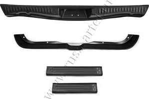 Защитный комплект Русская Артель (защита заднего бампера, накладка на порожек багажника, накладки на пороги) для Renault Sandero Stepway II 2014-2025 (Шагрень). Артикул ZKR-187702