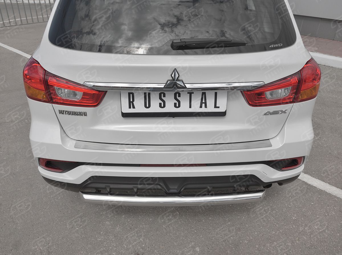 Накладка RusStal на задний бампер (лист нерж зеркальный) для Mitsubishi ASX I рестайлинг 2017-2020. Артикул MASN-002964