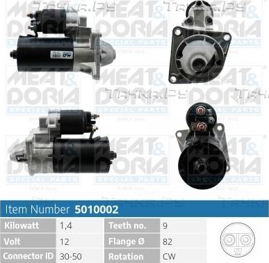 Стартер Meat & Doria для Fiat Punto III Punto Evo 2009-2012. Артикул 5010002