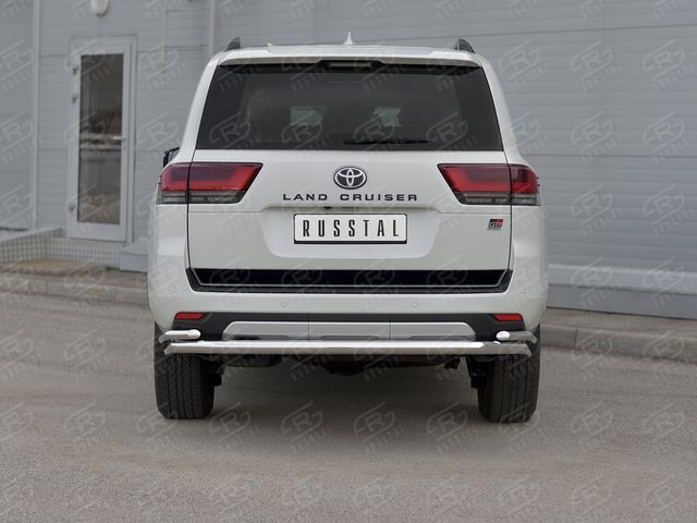 Защита RusStal заднего бампера d63 секции d42 уголки для Toyota Land Cruiser 300 GR Sport 2021-2026. Артикул TLCZ-003968