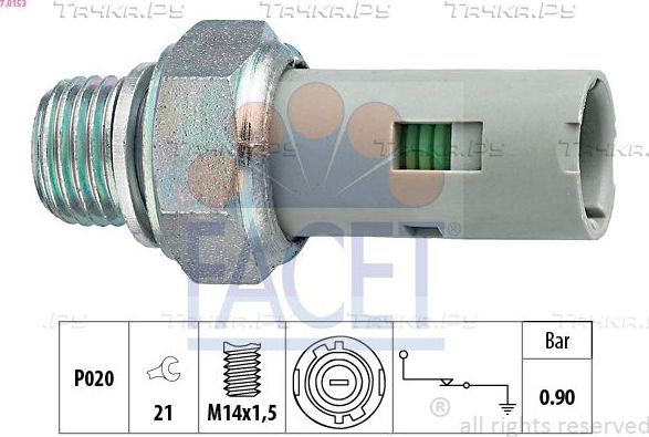 Датчик давления масла Facet Made in Italy - OE Equivalent для Renault Twingo I 2004-2007. Артикул 7.0153
