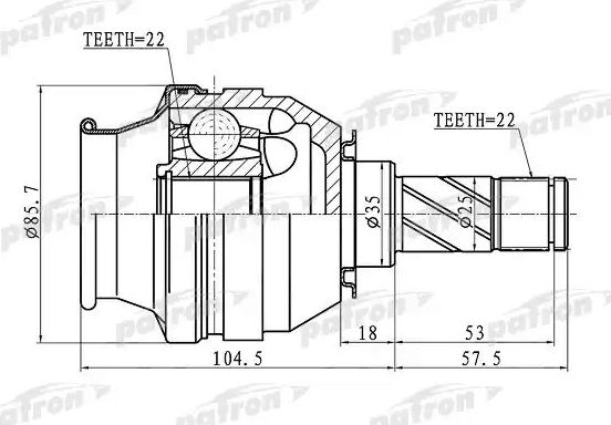 Шрус внутренний (граната) Patron передний левый для Opel Vectra B 1995-2003. Артикул PCV1058