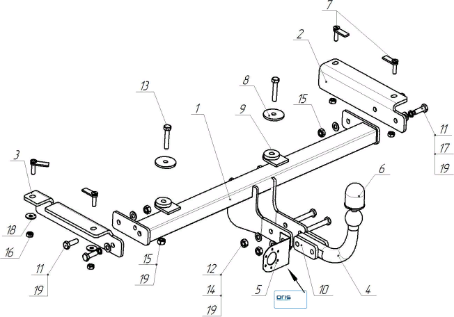 Фаркоп Oris (ранее Bosal) для Changan CS35 Plus 2023-2026. Артикул 9026-A