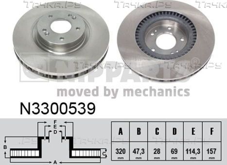 Тормозной диск Nipparts передний для Hyundai ix35 I 2014-2015. Артикул N3300539