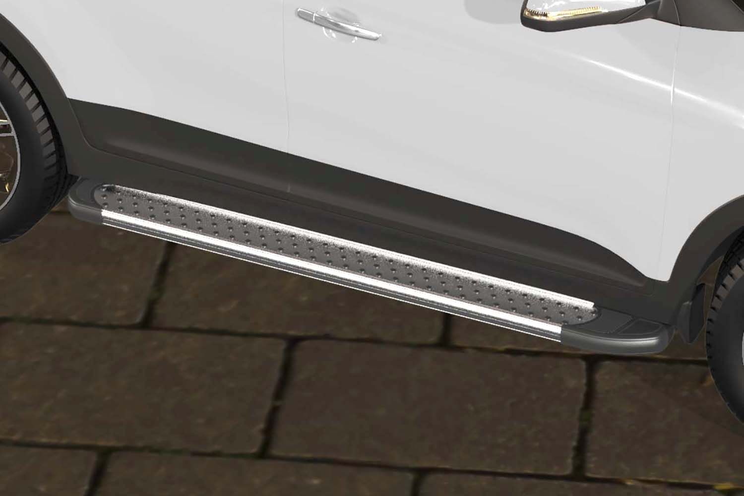 Пороги алюминиевые Arbori Standart Silver 1700 для Hyundai Creta I 2016-2021. Артикул AFZDAALHCRET4WD05