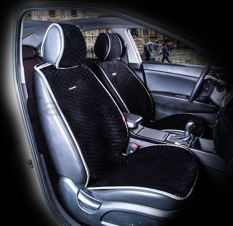 Накидки универсальные CarFashion City на передние сидения авто, цвет Черный/Серый. Артикул 21452