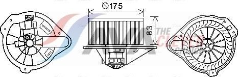 Вентилятор, мотор печки (отопителя) салона AVA (полимерный материал). Артикул VO8182