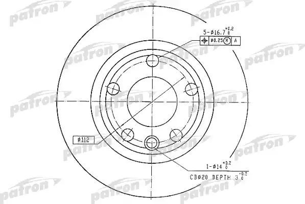 Тормозной диск Patron передний для Volkswagen Transporter T4 1990-2003. Артикул PBD1593