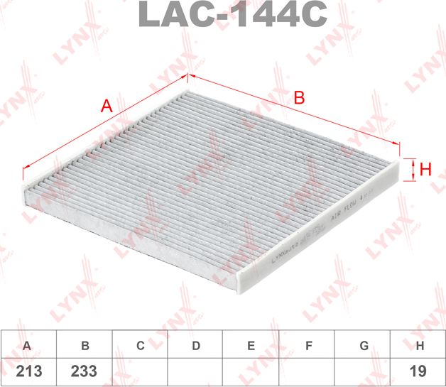 Салонный фильтр LYNXauto. Артикул LAC-144C