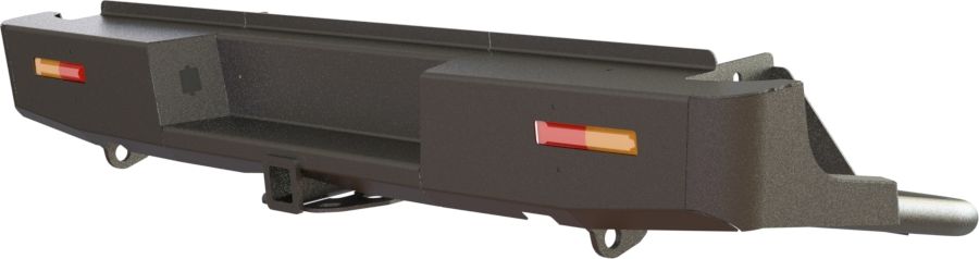 Бампер силовой STC задний для Nissan Navara 2010-2026 с квадратом под фаркоп и дублирующими фонарями. Артикул STC-NN-BR-L1