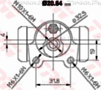 Тормозной цилиндр TRW (Серый чугун). Артикул BWF252