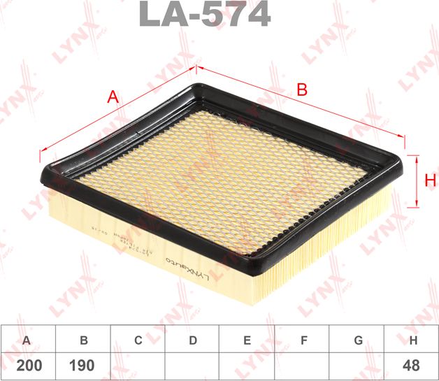 Воздушный фильтр LYNXauto для Honda Capa 1998-2002. Артикул LA-574