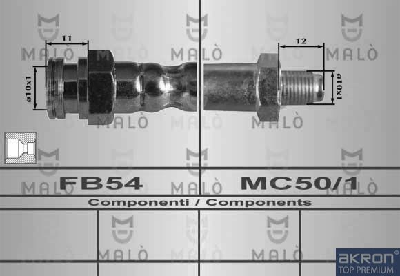 Тормозной шланг Malò задний для Mitsubishi Grandis 2004-2011. Артикул 80351
