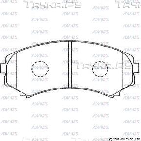Тормозные колодки Advics передние для Toyota Corolla E120, E130 2001-2008. Артикул D1N003