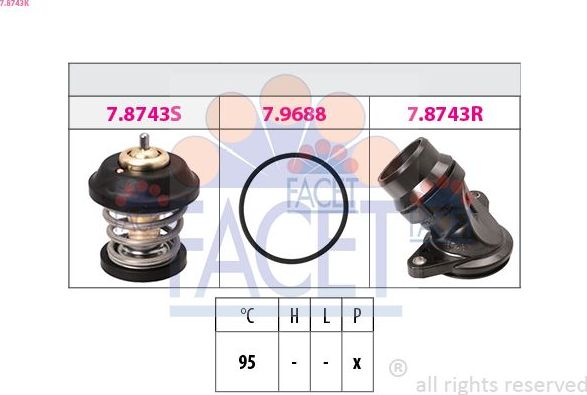 Термостат Facet Made in Italy - OE Equivalent для Audi A3 II (8P) 2006-2013. Артикул 7.8743K