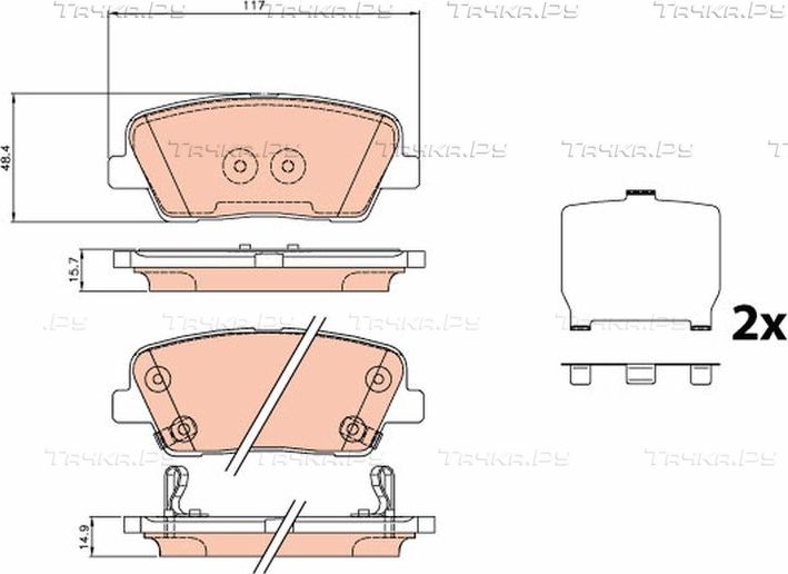Тормозные колодки TRW задние для Hyundai Genesis I 2008-2014. Артикул GDB3624