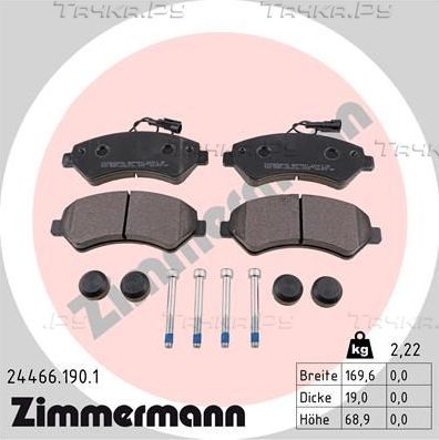 Тормозные колодки Zimmermann передние для Fiat Ducato III 2006-2026. Артикул 24466.190.1
