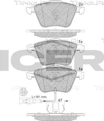 Тормозные колодки Icer передние для Volkswagen Golf VI 2008-2013. Артикул 182148