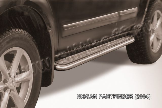 Пороги Slitkoff труба d57 с листом для Nissan Pathfinder R51 2004-2010. Артикул NIP009