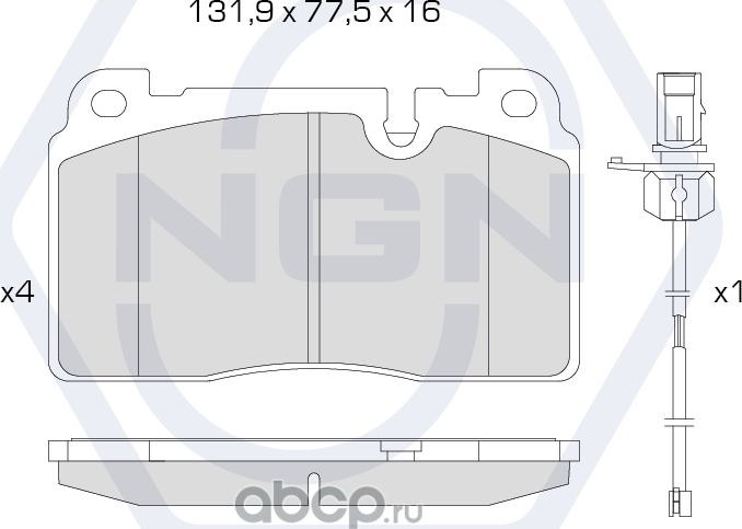 Колодки тормозные керамические, передние (NGN). Артикул 3501972