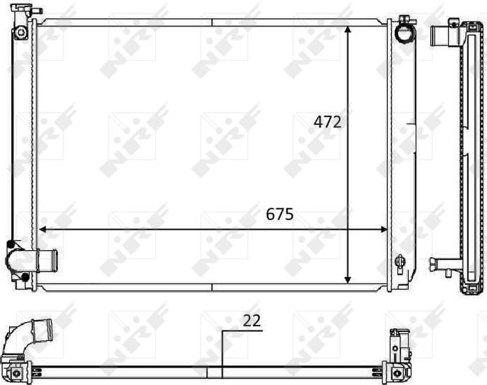 Радиатор охлаждения двигателя NRF (алюминий). Артикул 58604