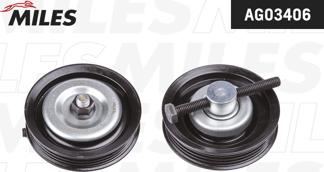 Натяжной ролик (натяжитель) приводного поликлинового ремня Miles (Металл). Артикул AG03406