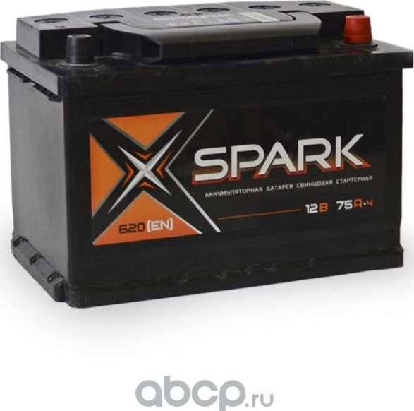 Батарея аккумуляторная, 12В 75А/ч 278х175х190 (620А) прямая (Spark). Артикул SPA753L