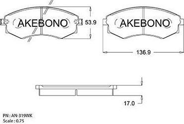 Тормозные колодки Akebono Standard. Артикул AN-319WK