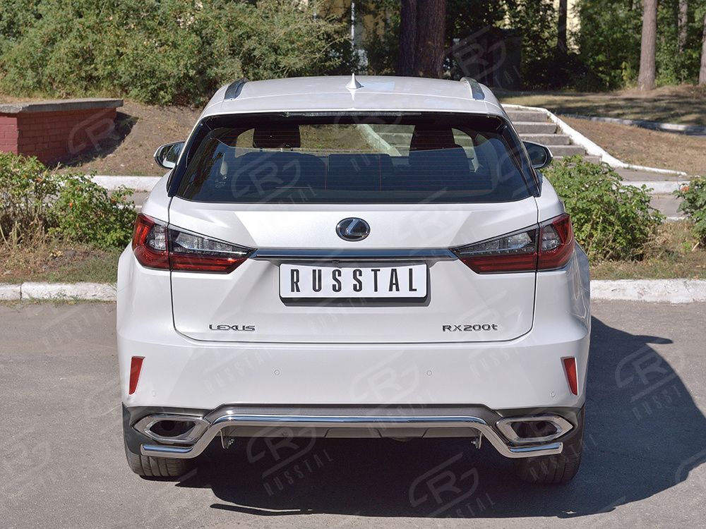 Защита RusStal заднего бампера d42 волна для Lexus RX 200t, 300 2015-2018. Артикул LRX2Z-002377