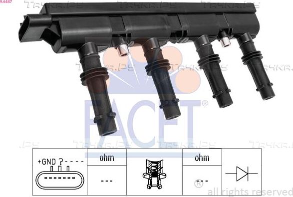 Катушка зажигания Facet OE Equivalent для Chevrolet Cruze II 2012-2026. Артикул 9.6447