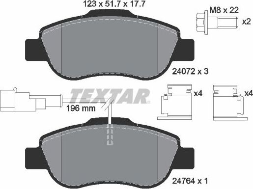 Тормозные колодки Textar Q+ передние для Ford KA II 2008-2012. Артикул 2407202