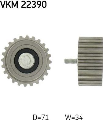 Направляющий (ведущий) ролик ремня ГРМ SKF. Артикул VKM 22390
